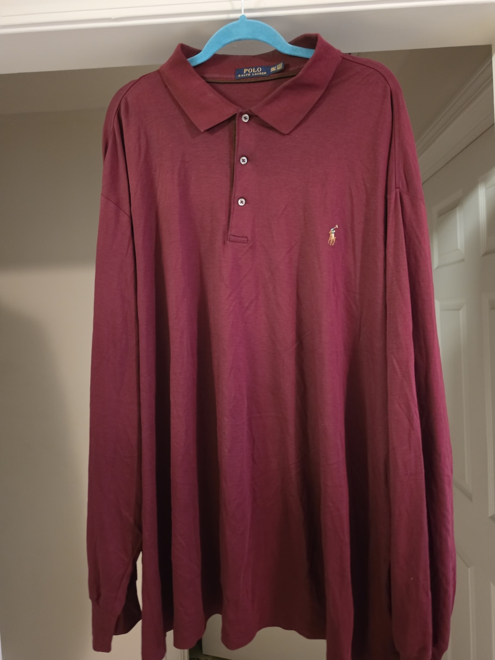 Ralph Lauren Men's Long-Sleeve Polo Shirt - Burgundy with Gold Pony